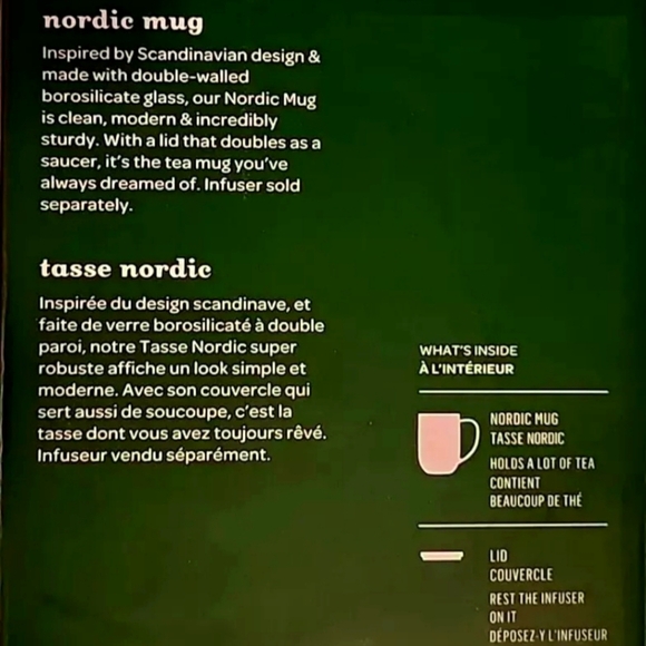 New DavidsTea Nordic Festive Christmas Glass Mug with Lid Accents Star Confetti - Picture 3 of 3